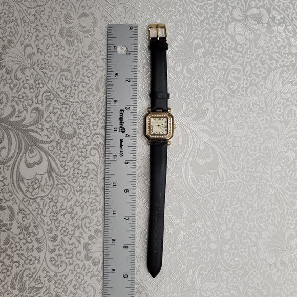 Isaac Mizrahi Live! watch women's‎ sparkly gold tone black faux leather working - Picture 10 of 10